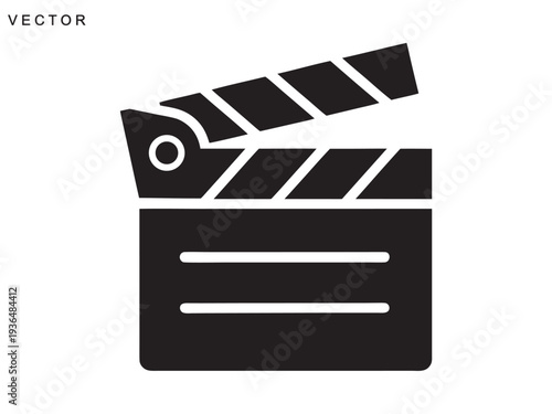 Clapper board icon, film movie clapper board vector set, camera, film, clapper board, reel, player icon illustration