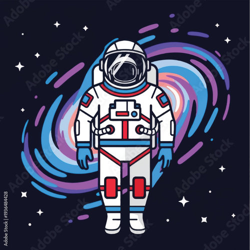 Astronaut in White Space Suit Standing.