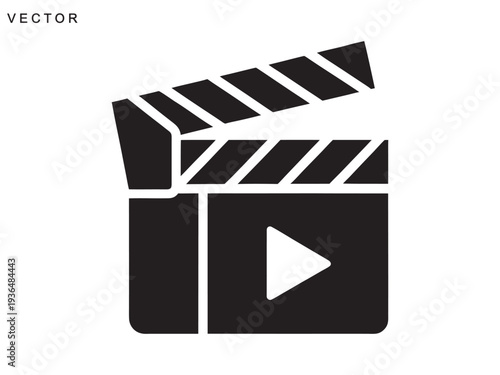 Clapper board icon, film movie clapper board vector set, camera, film, clapper board, reel, player icon illustration