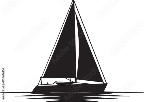 Sailboat Silhouette on Water with Reflection