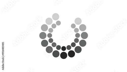 Minimalist circular progress bar or loading icon composed of multiple dots with a gradient transition from light gray to black.