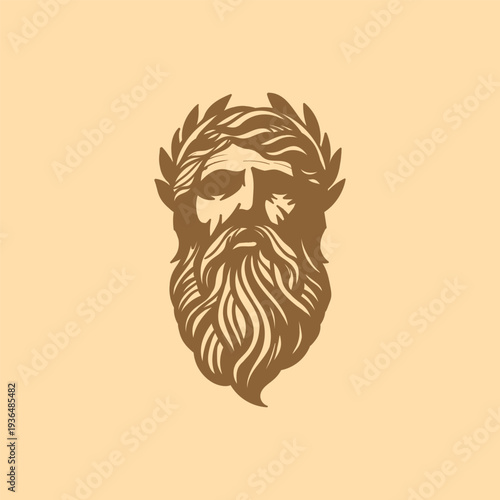Zeus Greek God Head Logo Vector Illustration