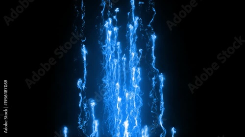 Glowing Abstract Water Streams Flowing Upwards Clean Energy Symbol.