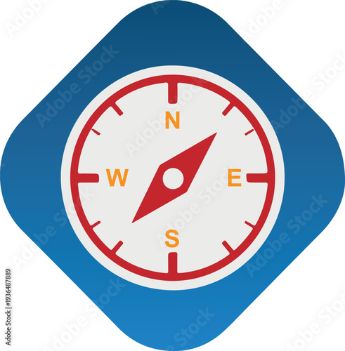 Free Download Compass icon for navigation showing cardinal directions with north south east west markers in diamond blue frame - GFXLoad