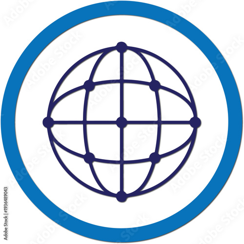 Global network icon vector illustration with connected lines showing worldwide communication and internet concept