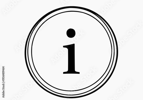 Information icon set, minimalist lowercase letter i buttons in black and white.