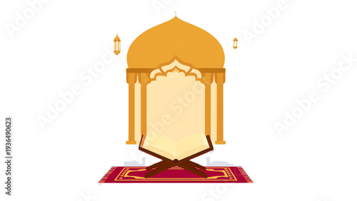 Islamic holy book icons, Quran book vector, religious symbol illustration, muslim prayer design, spirituality concept art, cad drawing flat vector illustration
