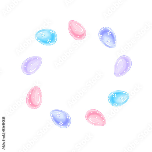 Easter wreath of colourful eggs