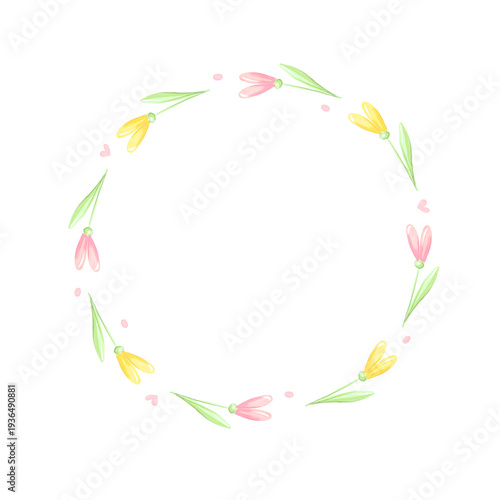 Spring wreath. Watercolor hand drawn illustration