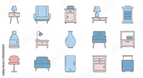Collection of various furniture pieces in minimalist style.