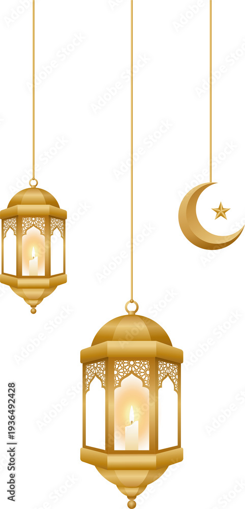 Obraz premium Islamic Lanterns Gold Hanging Corner 