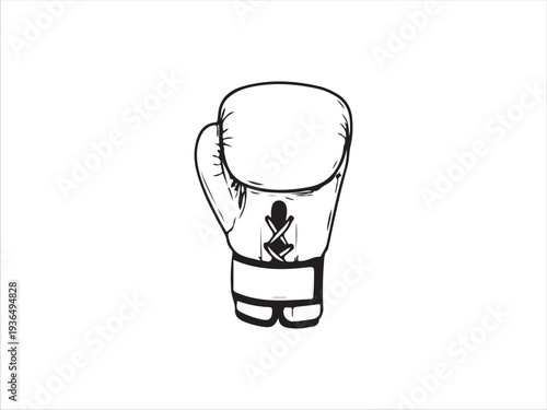 Black boxing glove with small silhouette design isolated image