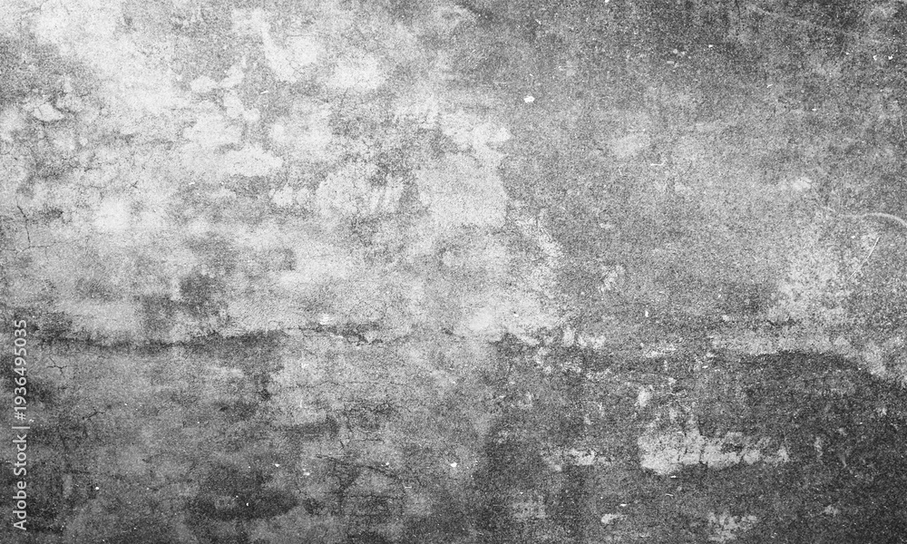 Fototapeta premium Grungy Concrete Wall Texture with Cracks and Stains Grayscale Background