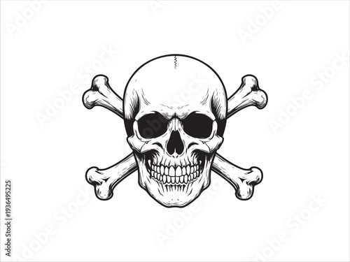 Skull with crossed bones illustration for dark and mysterious graphic design