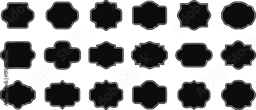 Set of 20 black geometric icons vector