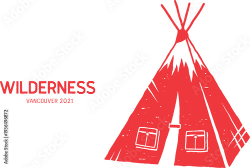 Red teepee icon vector