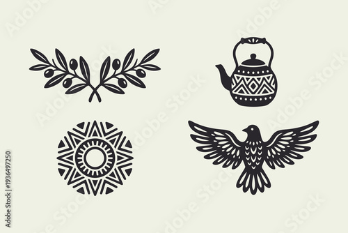 Collection of Ethnic and Nature Hand Drawn Symbols
