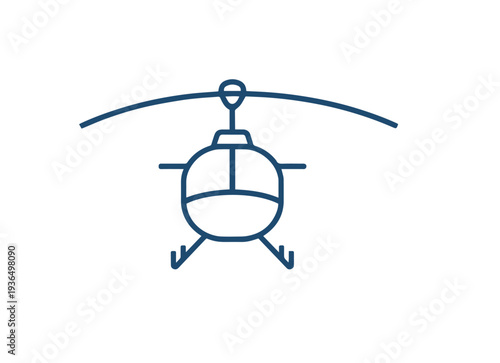 A minimalistic blue outline icon depicts a helicopter with visible rotor and landing gear