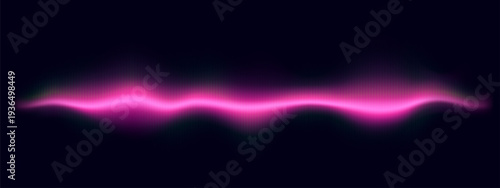 Dynamic sound wave with neon audio equalizer, abstract vector background. Music frequency pink gradient spectrum and pulsing digital waveform, voice energy design on black bg