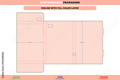 Custom envelope mailing sleeve dieline editable carton template trendy stationery packaging printable customizable folding structure accurate die line pack