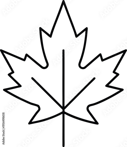 Thin black line art maple leaf vector autumn fall
