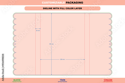 Rectangle cloud sleeve box dieline editable carton template stationery customizable folding mockup layout line pattern design trendy professional die line pack details