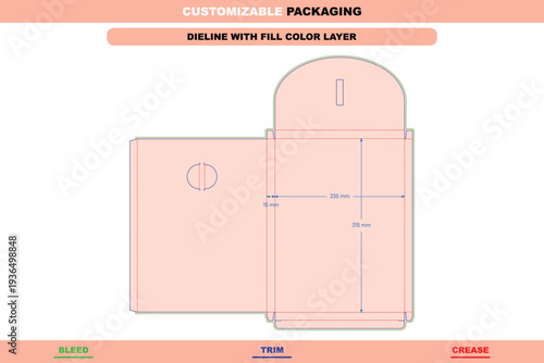 Round lock tuck end box dieline editable carton template customizable retail branding packaging fold marks secure design custom variations die line pack