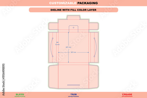 Saw blade tray box dieline editable carton template custom dimensions stationery design customizable folding layout printable premium mockup detailed die line pack