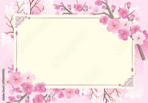 春の桜フレーム枠背景