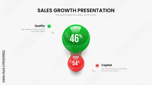 Corporate Briefing Two Step Graph Frame Template. Digital Proposal 2 Element Chart Presentation Design. Modern Overview Slideshow Layout Vector Illustration.
