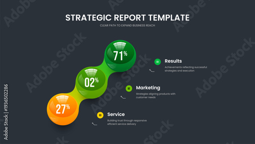 Minimalist Portfolio Presentation Design Vector Illustration. Science Innovation Three Option Infographic Slide Layout. Visual Review 3 Step Chart Slideshow Template.