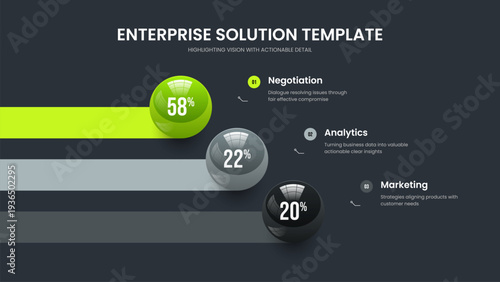 Visual Report Three Option Diagram Presentation Template. Marketing Campaign Slideshow Design Vector Illustration. Financial Visualization 3 Step Infographic Slide Layout.