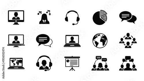 Collection of communication and collaboration icons