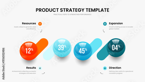 Modern Briefing 4 Step Chart Presentation Layout. Marketing Proposal Four Element Infographic Slide Design. Project Overview Slideshow Template Vector Illustration.
