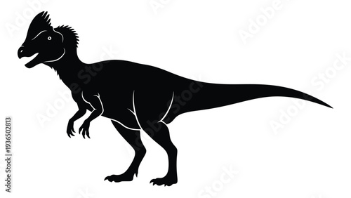 A black silhouette of a dinosaur