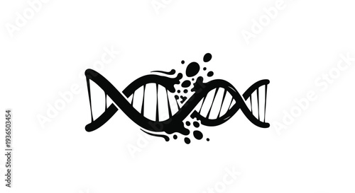 Abstract illustration of a breaking DNA helix symbolizing genetic mutation or breakdown.