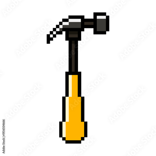 Flat Design Pixel Art Hammer Tool Illustration