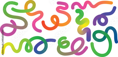 Vibrant colorful squiggles on white background