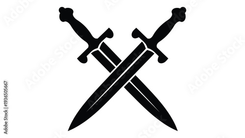Two crossed swords on a white background