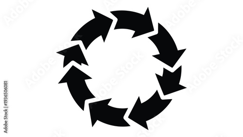 A black and white image of arrows in a circular formation