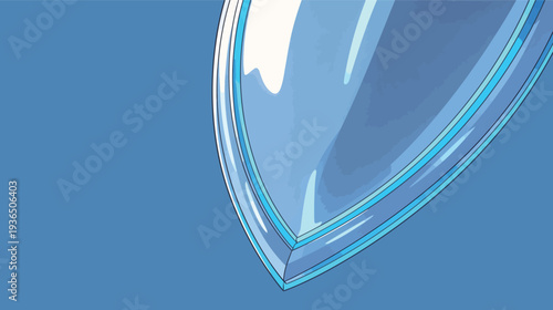 A shield design is shown with a blue background. The shield has clear outlines and a smooth surface. This design highlights a modern artistic style.