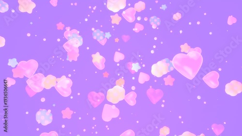 Fly through hearts, stars, and polka dot clouds animation. (loop)