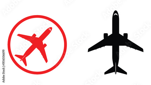 No flying allowed sign with airplane silhouette
