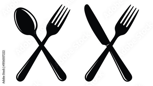 Crossed utensils for eating and serving