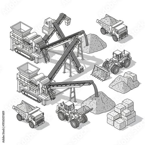 Industrial sand processing and transportation equipment.