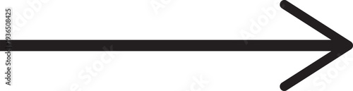 long Dark black  isolated arrow icon on white background.   Pointing arrow icon . Right side pointing arrowhead. EPS10