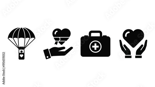 Medical emergency icons for healthcare and rescue
