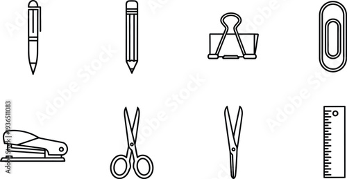 Office stationery icons set