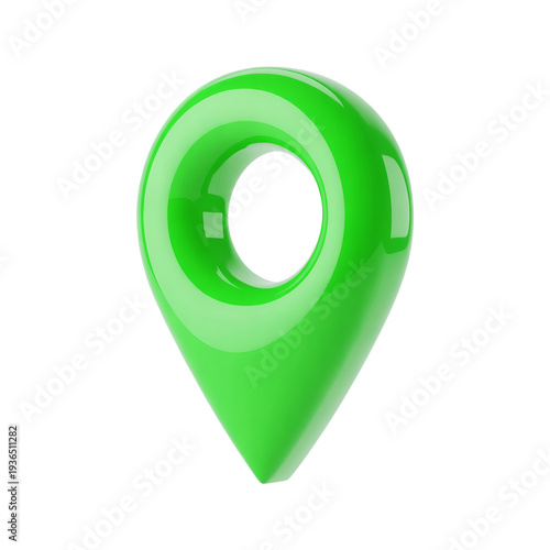 Green Map Location Pin 3D Icon Isolated on Transparent Background