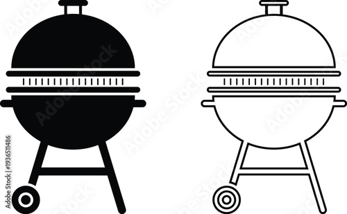 Icon set barbecue grill icons for outdoor cooking and bbq